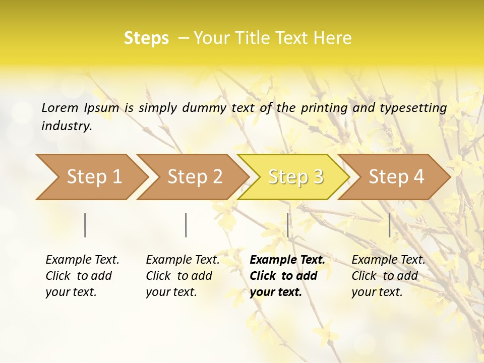 A Branch With Yellow Flowers On A Sunny Day PowerPoint Template