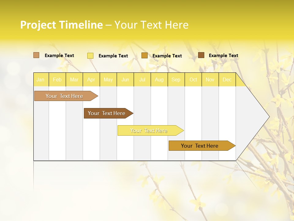 A Branch With Yellow Flowers On A Sunny Day PowerPoint Template