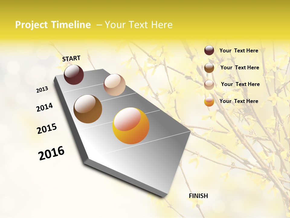 A Branch With Yellow Flowers On A Sunny Day PowerPoint Template