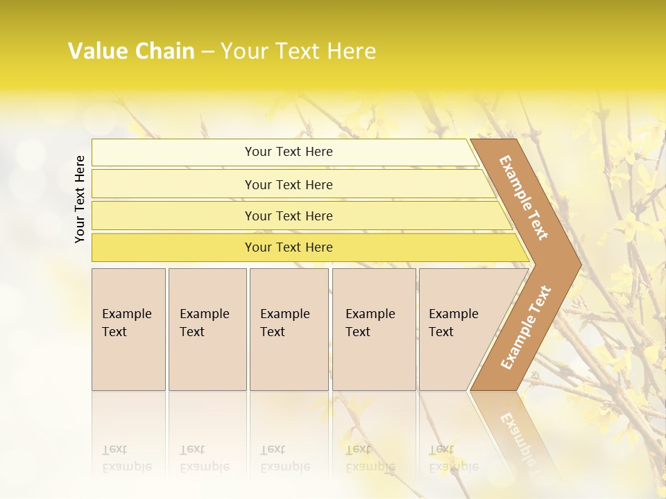 A Branch With Yellow Flowers On A Sunny Day PowerPoint Template