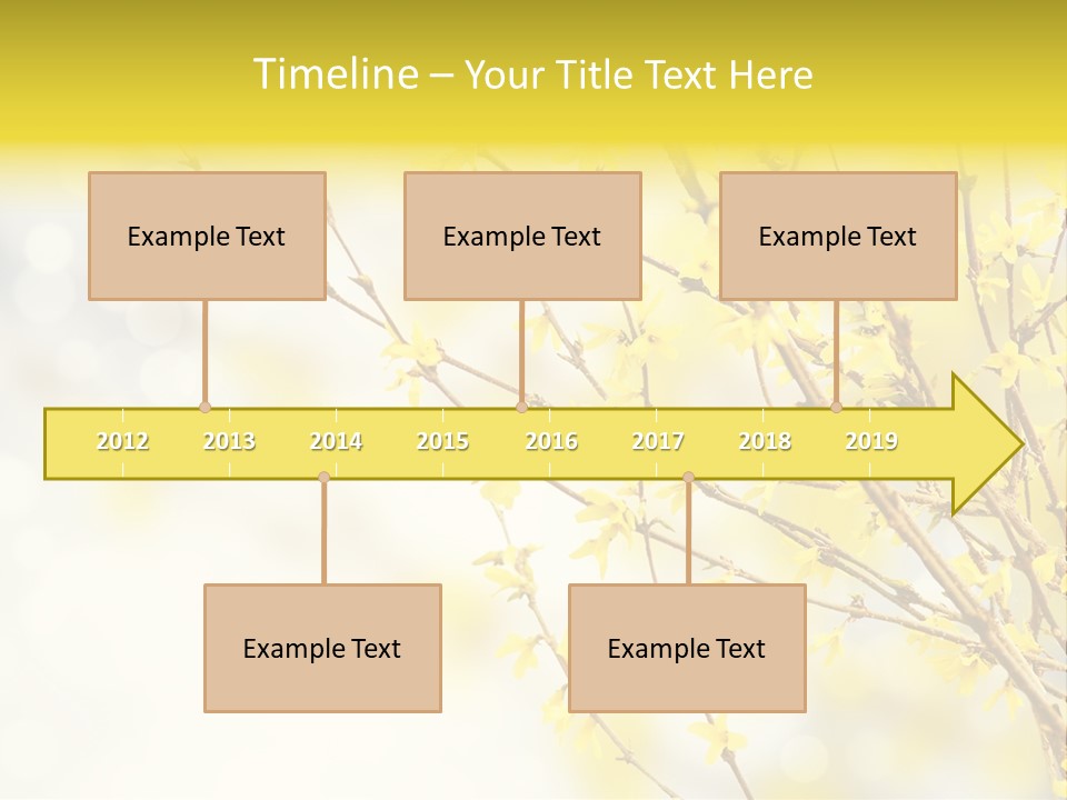 A Branch With Yellow Flowers On A Sunny Day PowerPoint Template