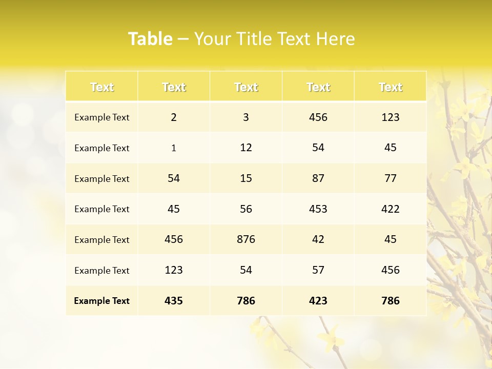 A Branch With Yellow Flowers On A Sunny Day PowerPoint Template