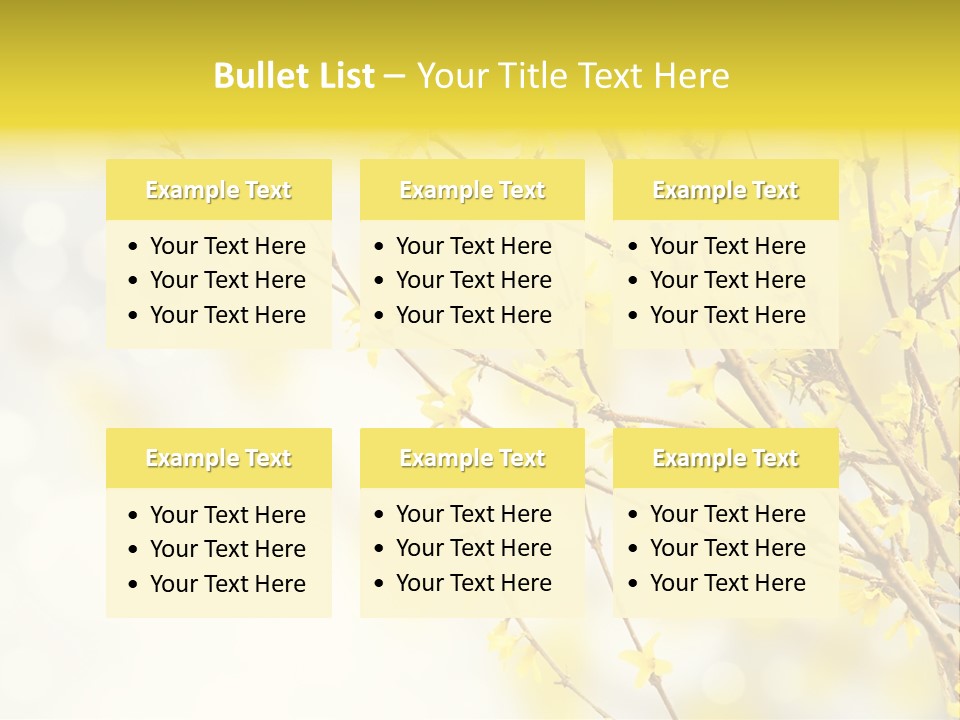 A Branch With Yellow Flowers On A Sunny Day PowerPoint Template