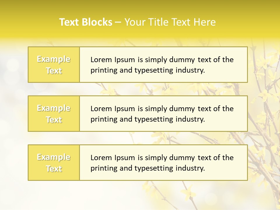 A Branch With Yellow Flowers On A Sunny Day PowerPoint Template