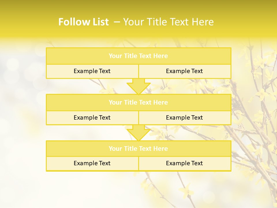 A Branch With Yellow Flowers On A Sunny Day PowerPoint Template