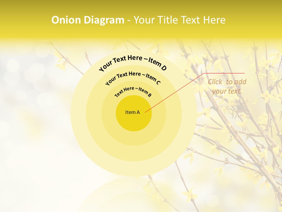 A Branch With Yellow Flowers On A Sunny Day PowerPoint Template