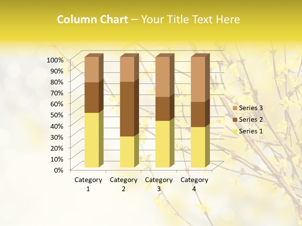 A Branch With Yellow Flowers On A Sunny Day PowerPoint Template