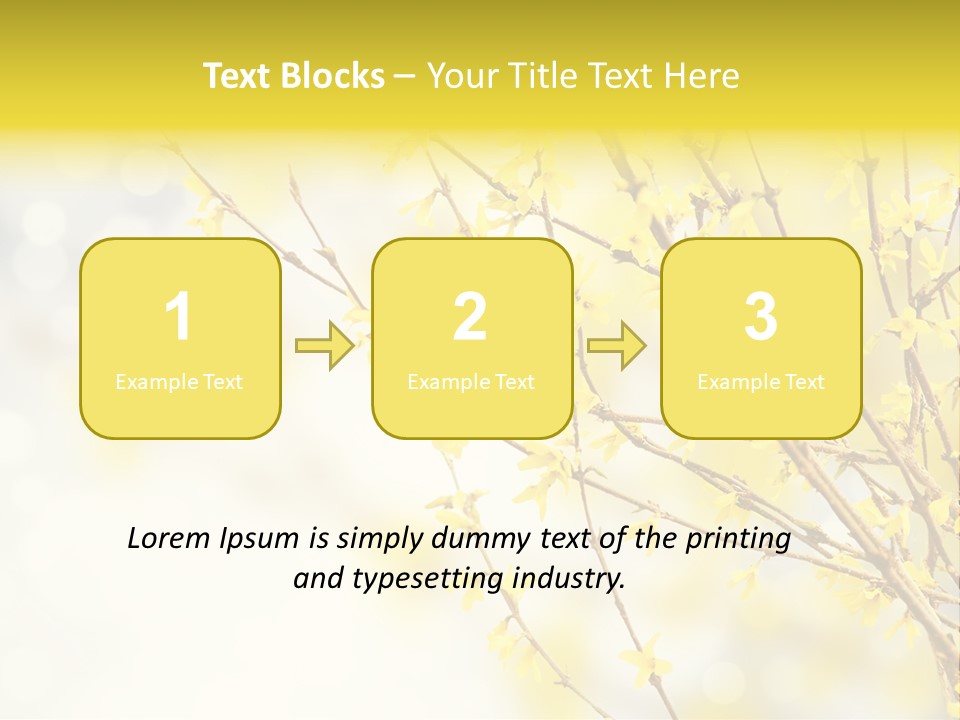 A Branch With Yellow Flowers On A Sunny Day PowerPoint Template