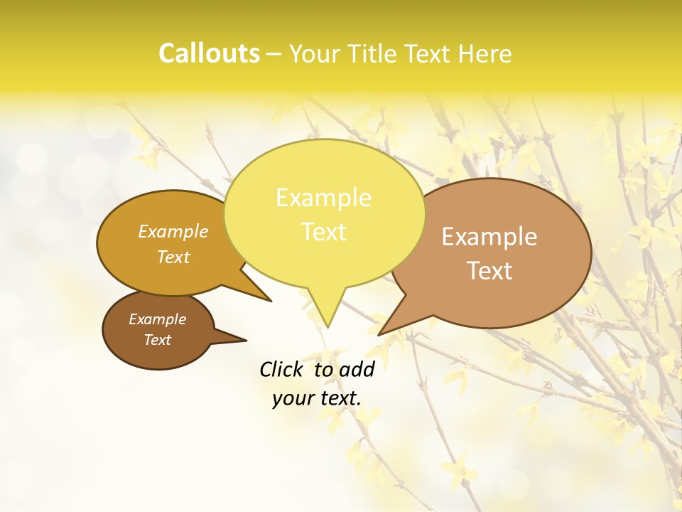 A Branch With Yellow Flowers On A Sunny Day PowerPoint Template