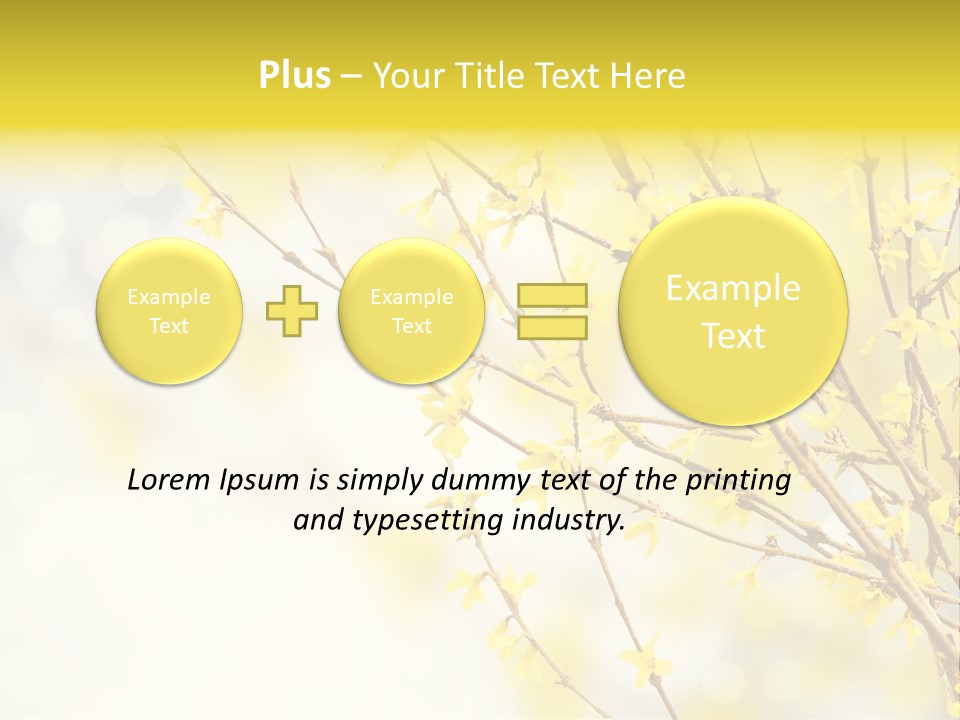 A Branch With Yellow Flowers On A Sunny Day PowerPoint Template