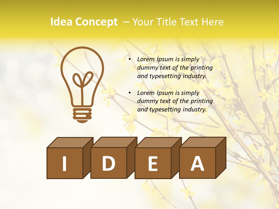 A Branch With Yellow Flowers On A Sunny Day PowerPoint Template