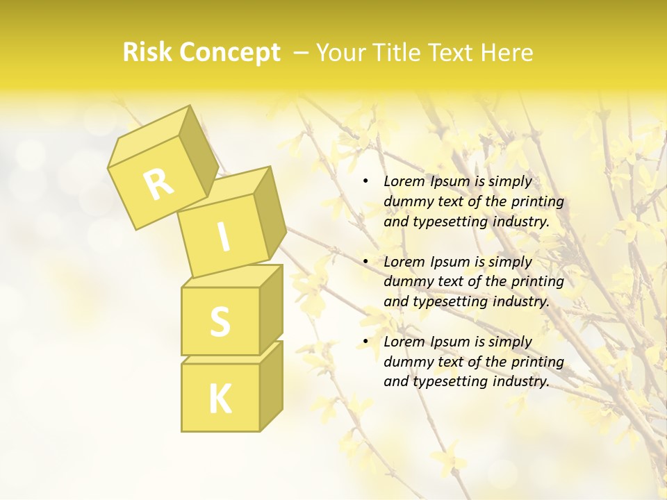 A Branch With Yellow Flowers On A Sunny Day PowerPoint Template