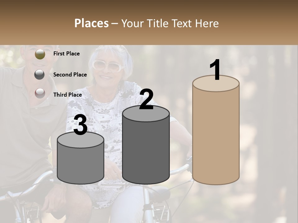 A Man And A Woman Riding A Bike In The Woods PowerPoint Template