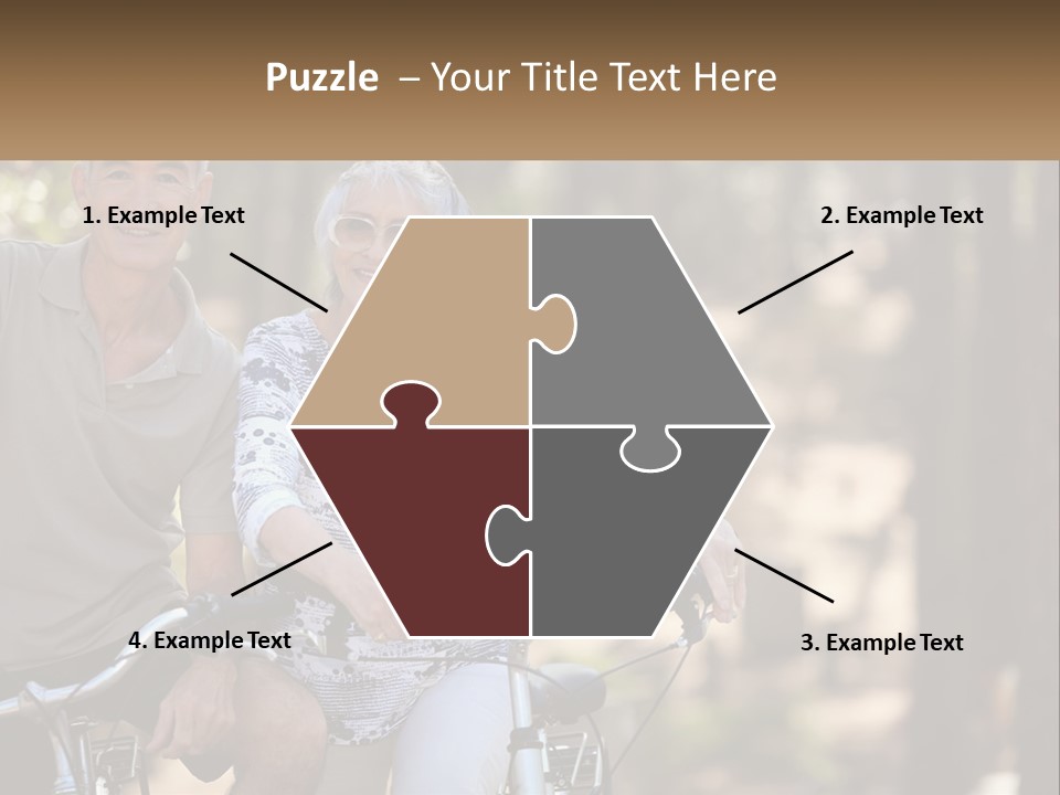 A Man And A Woman Riding A Bike In The Woods PowerPoint Template