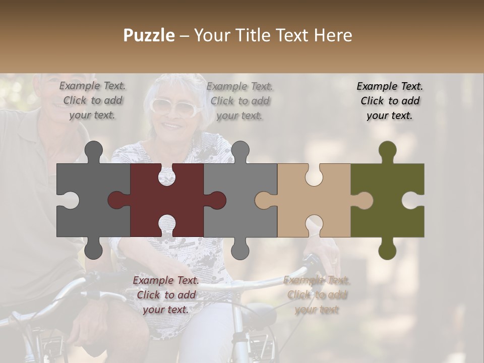 A Man And A Woman Riding A Bike In The Woods PowerPoint Template