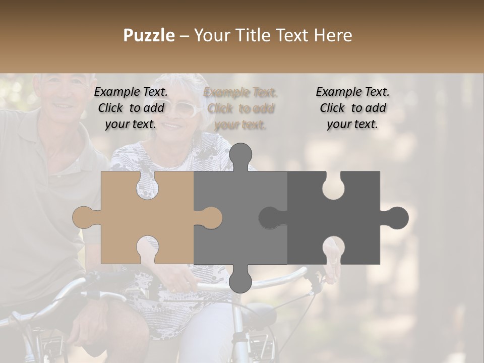 A Man And A Woman Riding A Bike In The Woods PowerPoint Template