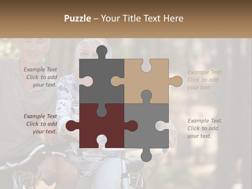A Man And A Woman Riding A Bike In The Woods PowerPoint Template