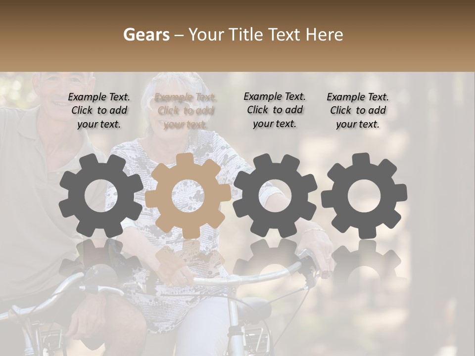 A Man And A Woman Riding A Bike In The Woods PowerPoint Template