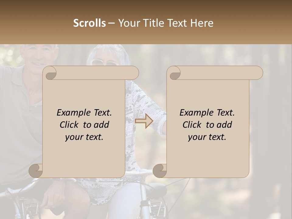 A Man And A Woman Riding A Bike In The Woods PowerPoint Template