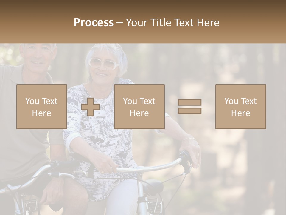 A Man And A Woman Riding A Bike In The Woods PowerPoint Template