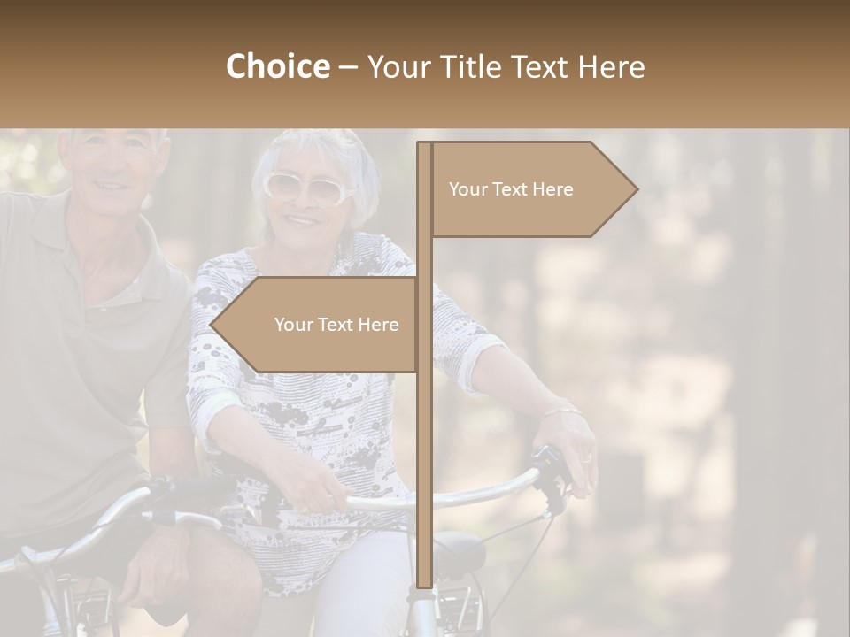 A Man And A Woman Riding A Bike In The Woods PowerPoint Template