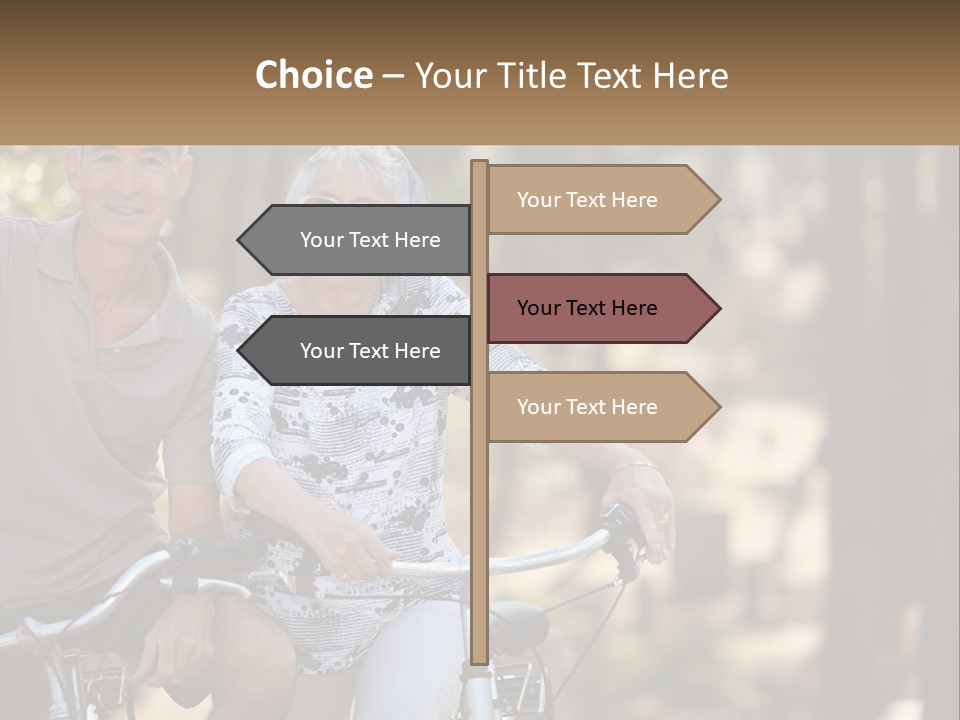 A Man And A Woman Riding A Bike In The Woods PowerPoint Template