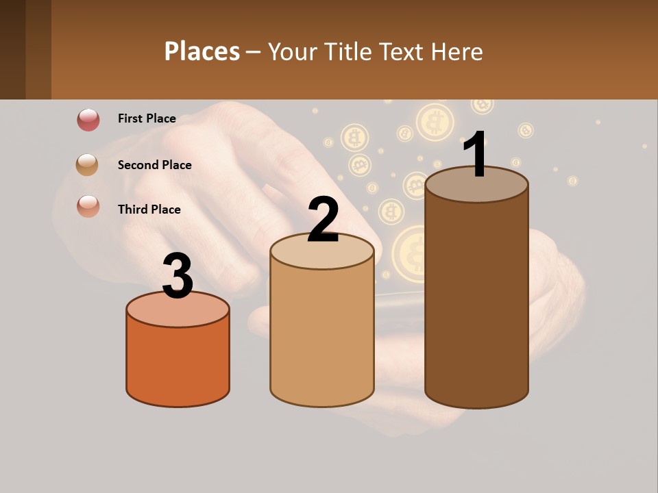 A Person Holding A Cell Phone With A Bitcoin Coming Out Of It PowerPoint Template