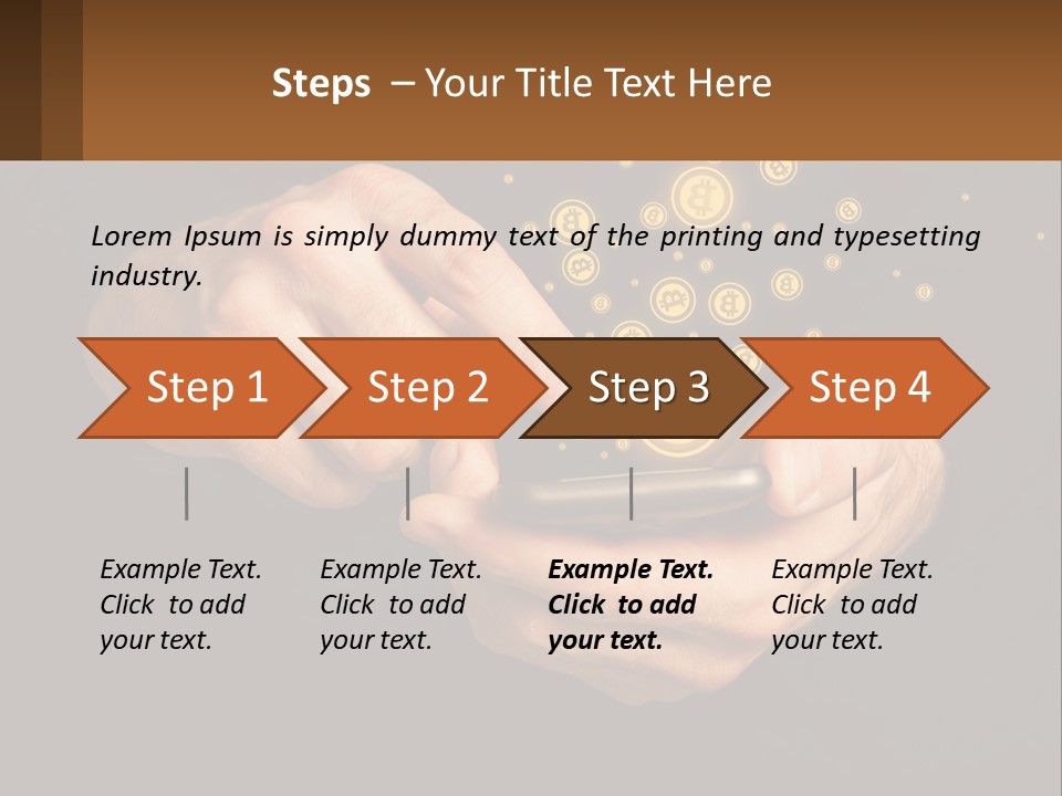 A Person Holding A Cell Phone With A Bitcoin Coming Out Of It PowerPoint Template
