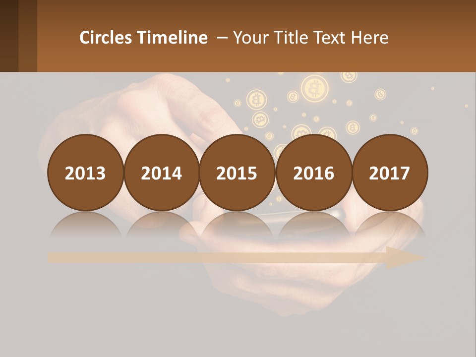 A Person Holding A Cell Phone With A Bitcoin Coming Out Of It PowerPoint Template