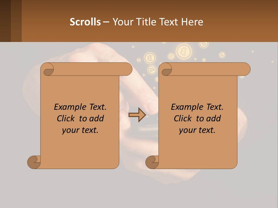 A Person Holding A Cell Phone With A Bitcoin Coming Out Of It PowerPoint Template