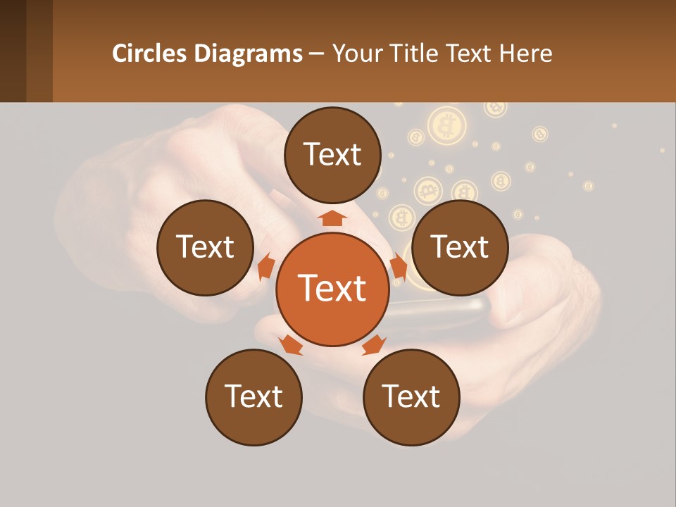 A Person Holding A Cell Phone With A Bitcoin Coming Out Of It PowerPoint Template