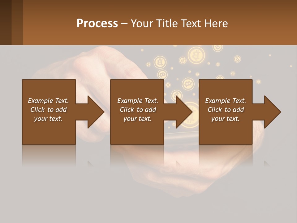 A Person Holding A Cell Phone With A Bitcoin Coming Out Of It PowerPoint Template