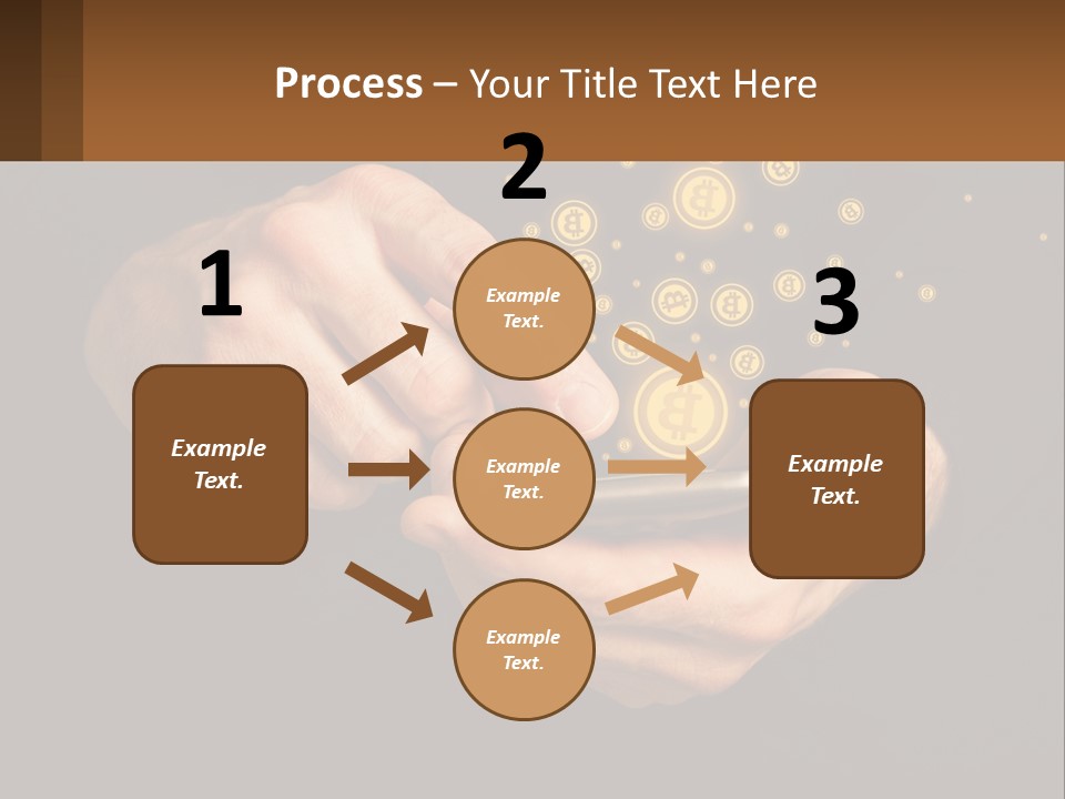 A Person Holding A Cell Phone With A Bitcoin Coming Out Of It PowerPoint Template