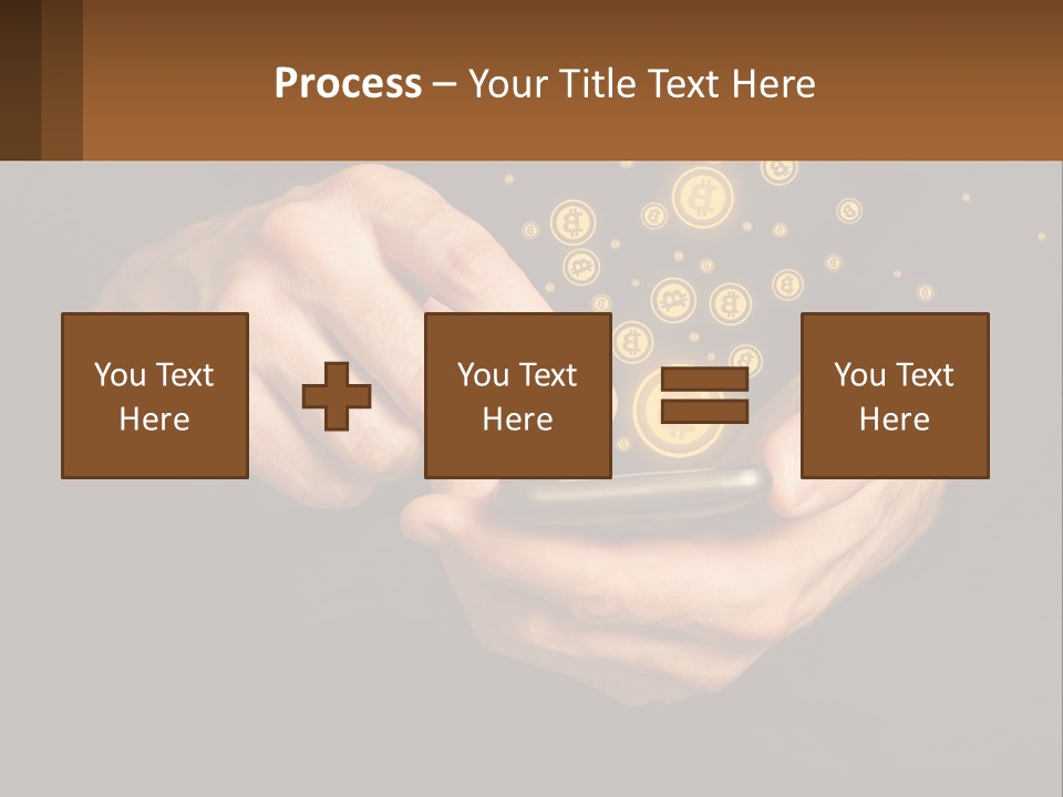 A Person Holding A Cell Phone With A Bitcoin Coming Out Of It PowerPoint Template