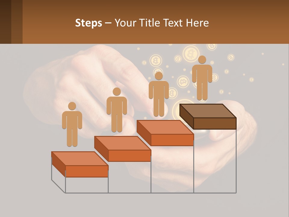 A Person Holding A Cell Phone With A Bitcoin Coming Out Of It PowerPoint Template