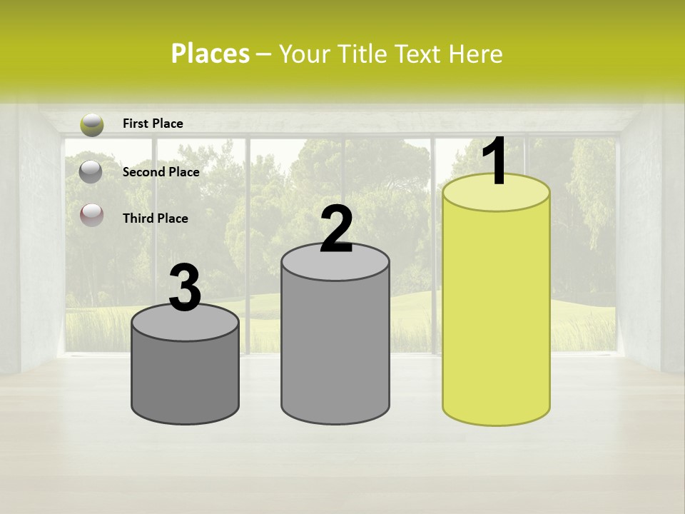 An Empty Room With A View Of A Green Field PowerPoint Template