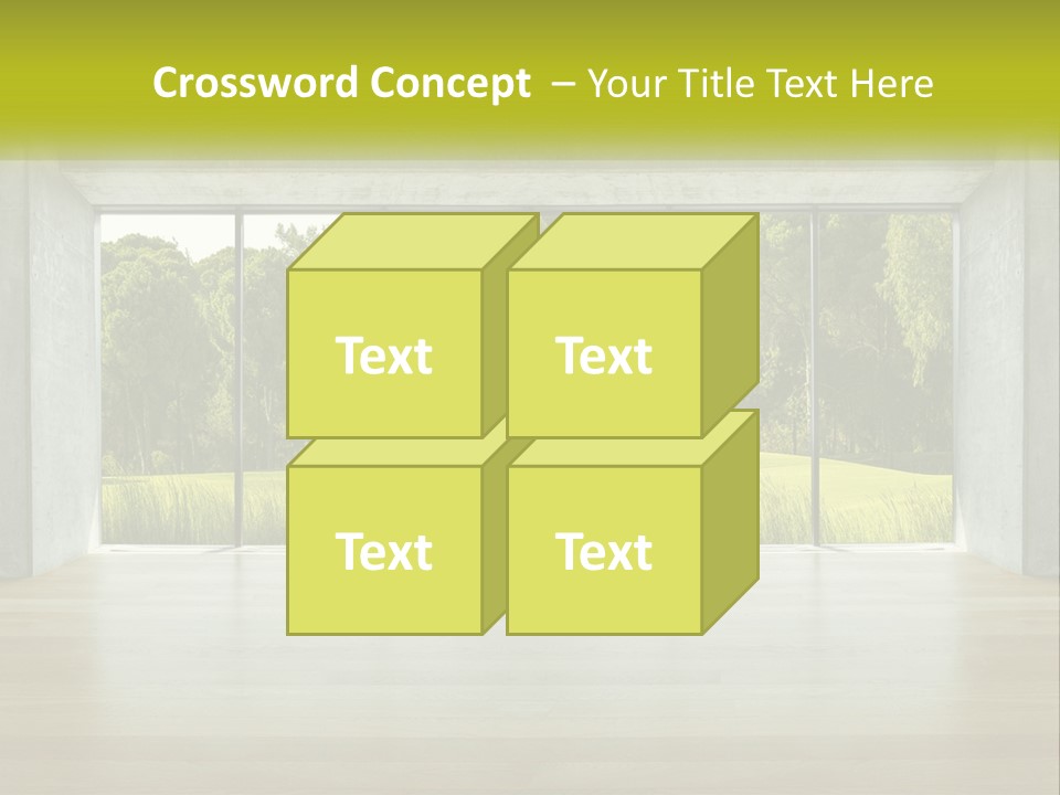 An Empty Room With A View Of A Green Field PowerPoint Template