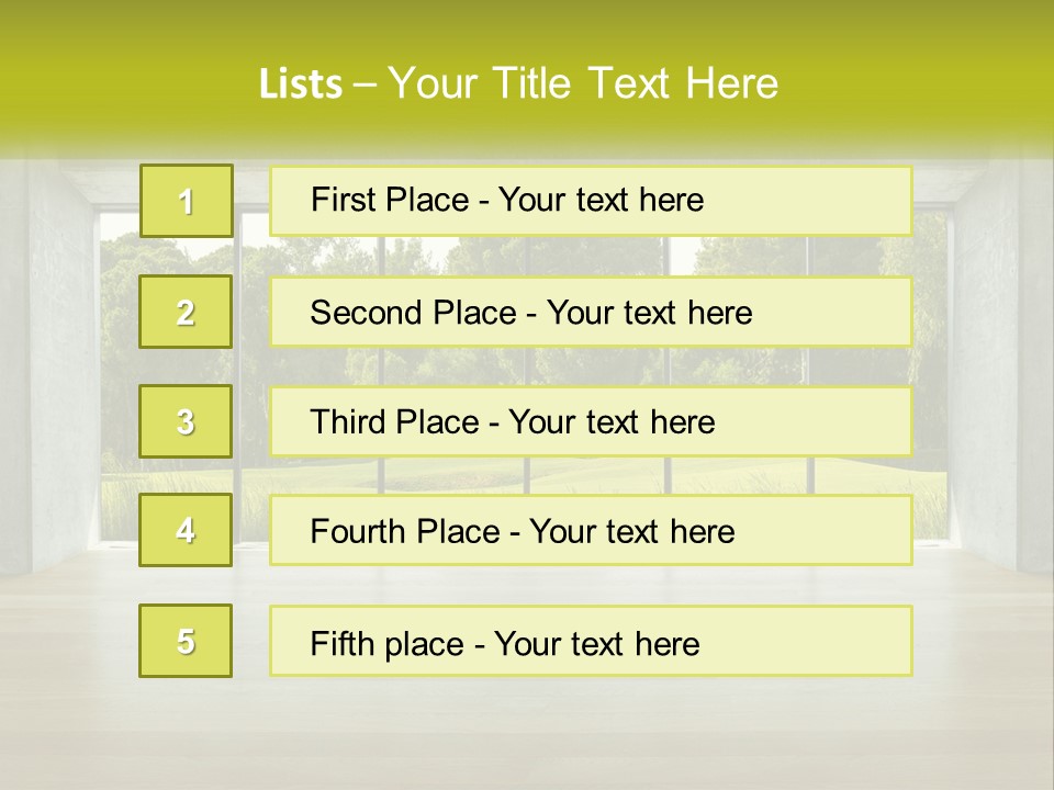 An Empty Room With A View Of A Green Field PowerPoint Template