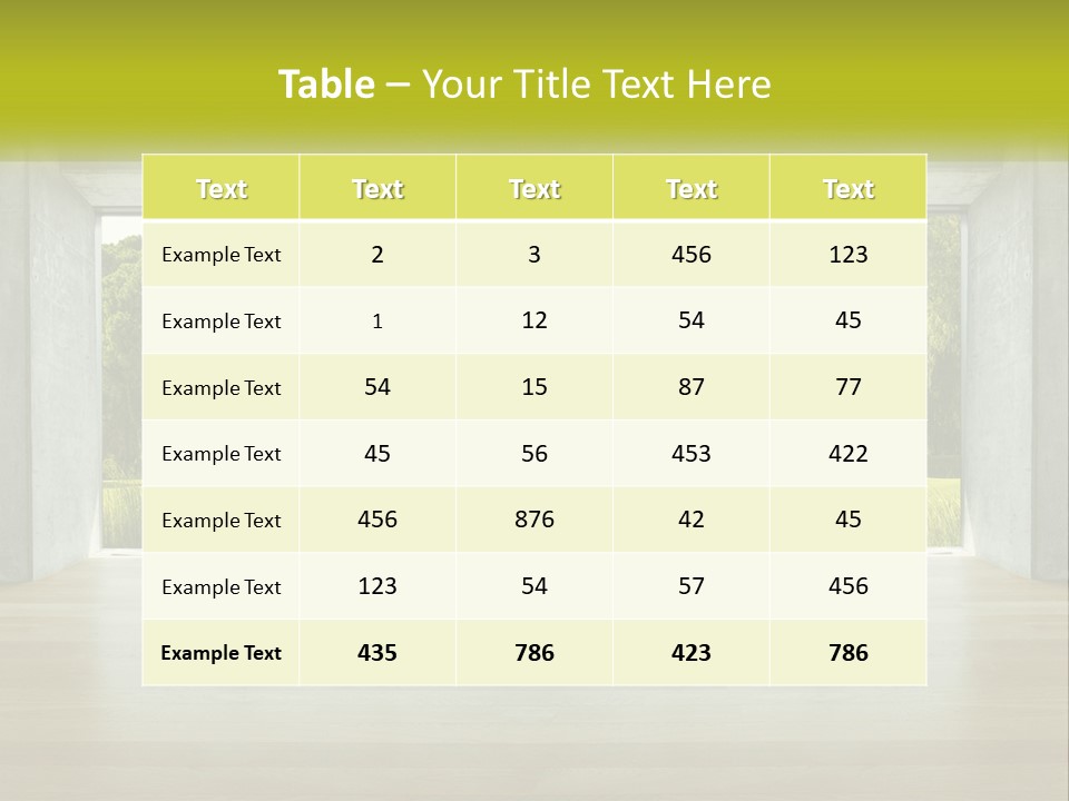 An Empty Room With A View Of A Green Field PowerPoint Template