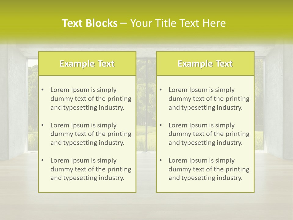 An Empty Room With A View Of A Green Field PowerPoint Template