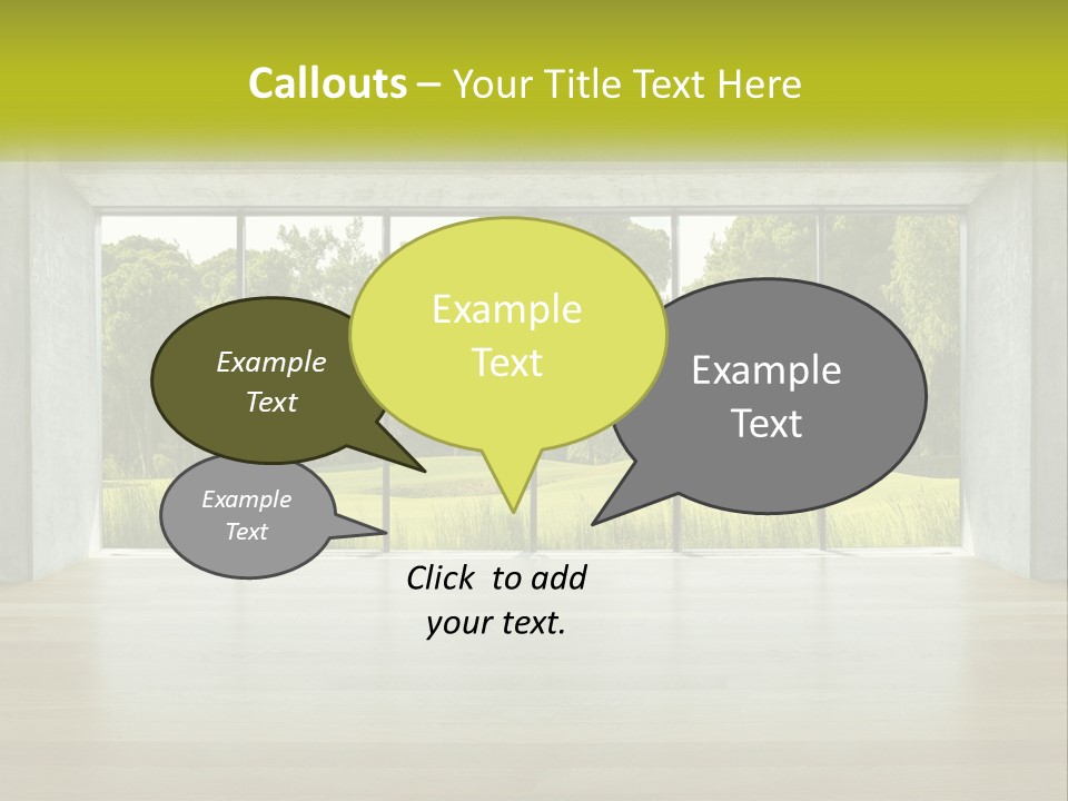 An Empty Room With A View Of A Green Field PowerPoint Template