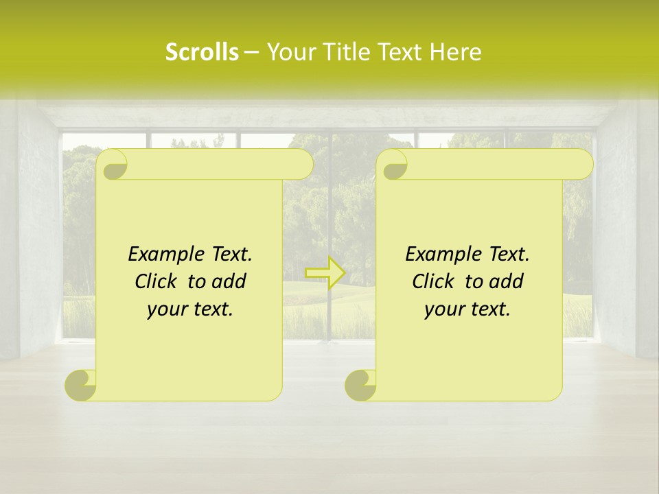 An Empty Room With A View Of A Green Field PowerPoint Template