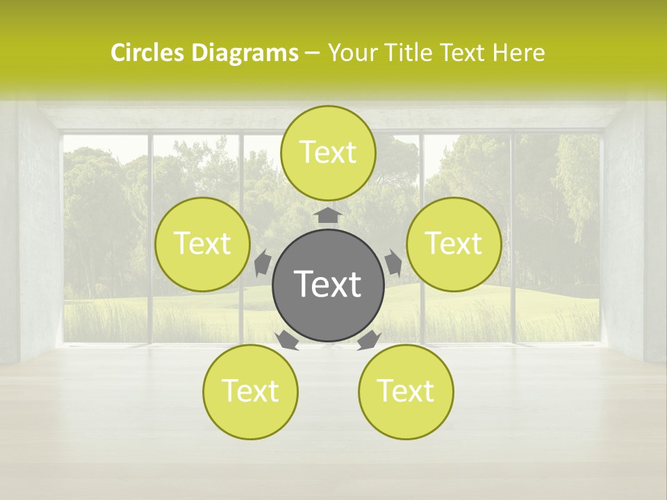 An Empty Room With A View Of A Green Field PowerPoint Template