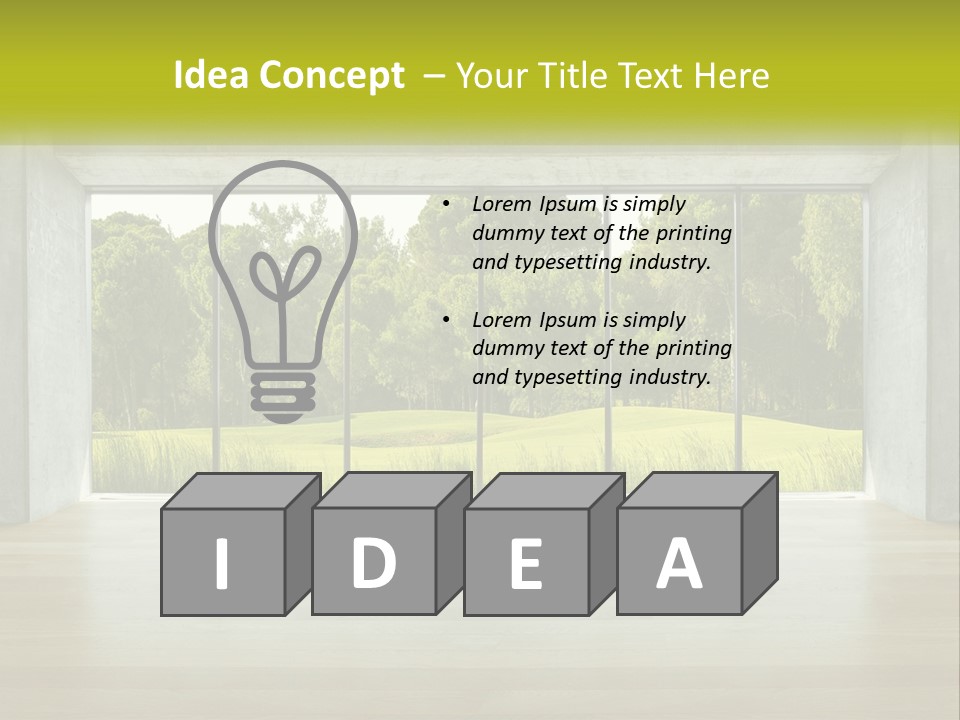 An Empty Room With A View Of A Green Field PowerPoint Template