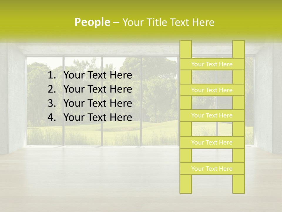 An Empty Room With A View Of A Green Field PowerPoint Template