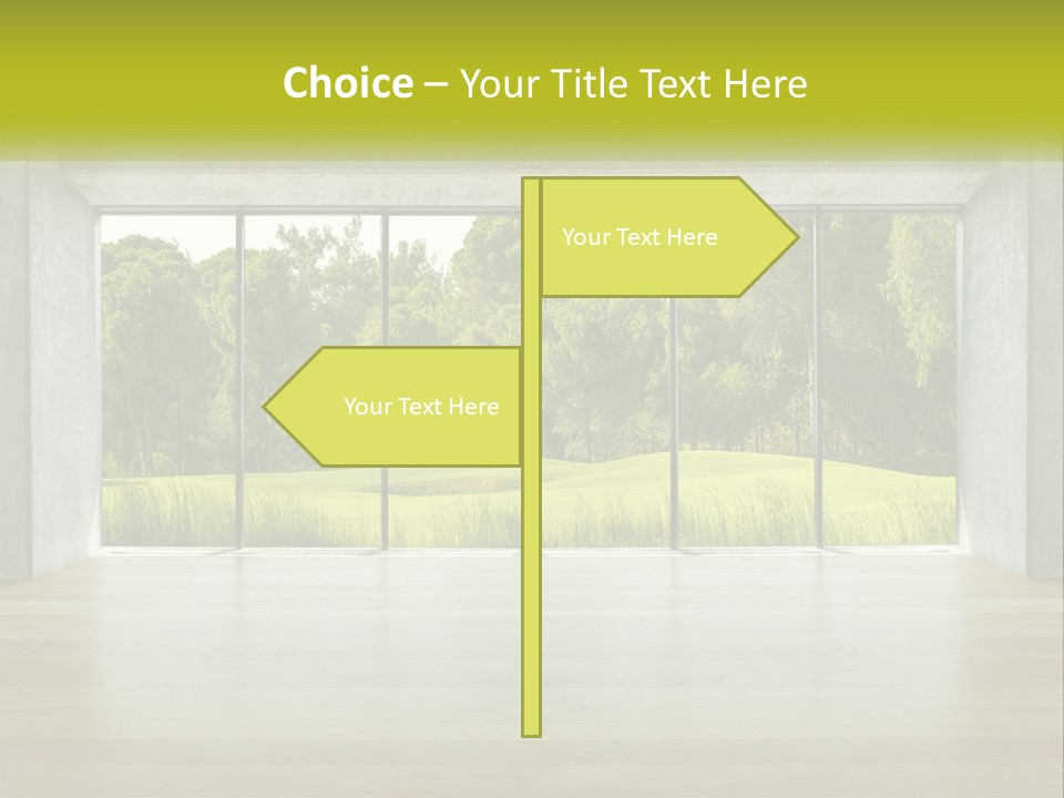 An Empty Room With A View Of A Green Field PowerPoint Template