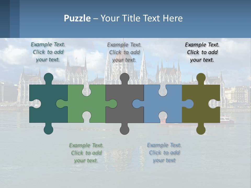 A Red Boat Is In The Water Near A Large Building PowerPoint Template