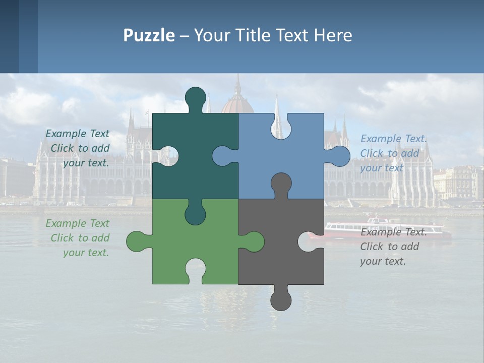 A Red Boat Is In The Water Near A Large Building PowerPoint Template