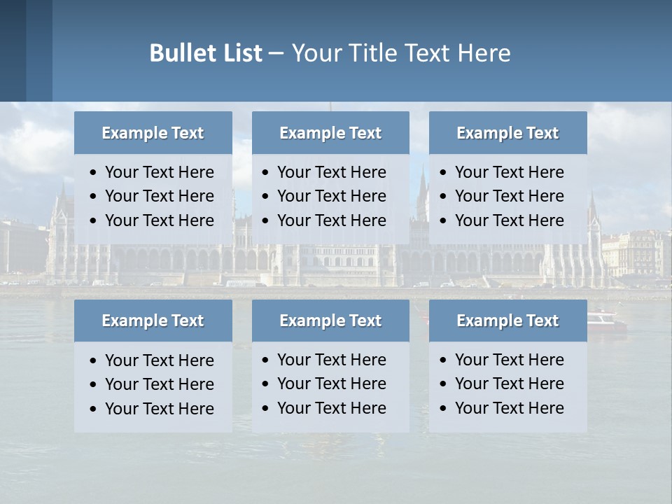 A Red Boat Is In The Water Near A Large Building PowerPoint Template