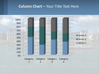 A Red Boat Is In The Water Near A Large Building PowerPoint Template